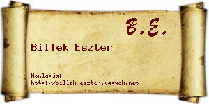 Billek Eszter névjegykártya